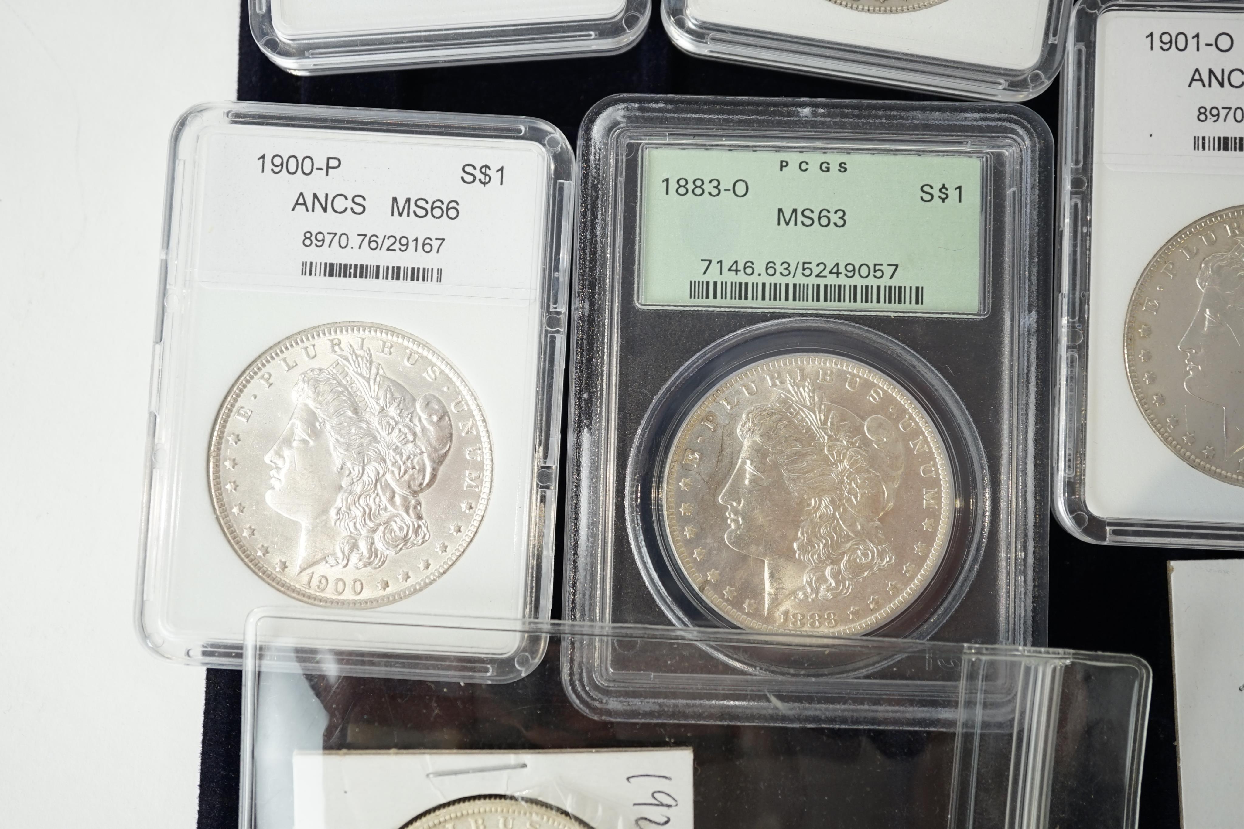 USA silver coins, 15 Morgan dollars; 1879, 1880, 1881, 1883, 1893, 1896, 1897, 1898 x 2, 1900, 1901 x 2, 1921 x 3, good VF to UNC